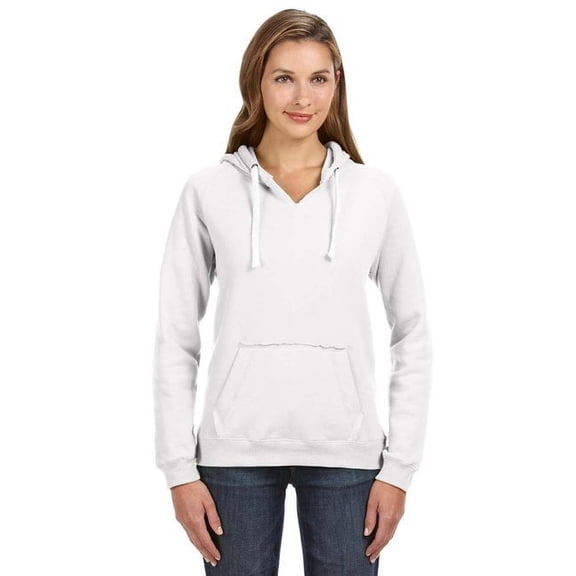 Ladies' Sydney Brushed V-Neck Hooded Sweatshirt - WHITE - S