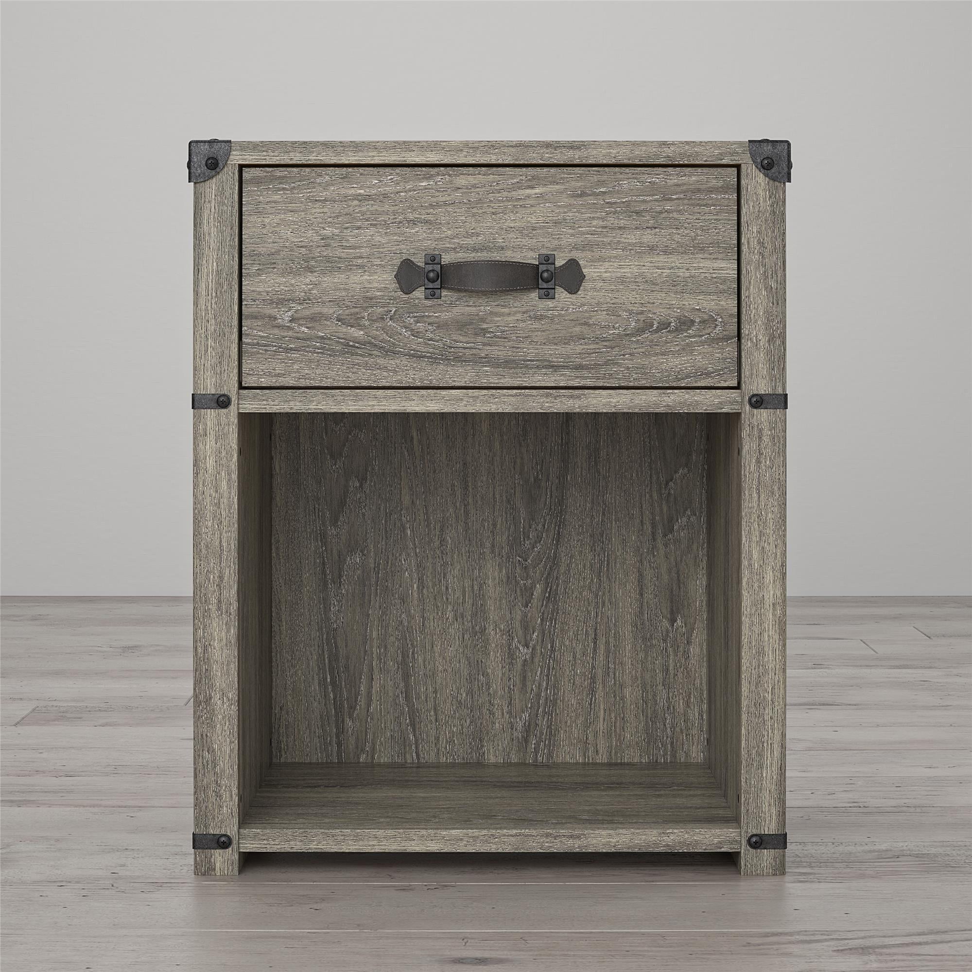 Little Seeds Nova 1 Drawer Storage Nightstand Gray Oak Walmart Com Walmart Com