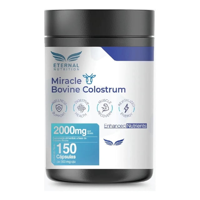 Miracle Calostro Bovino 50% IgG Eternal Nutrition 150 Cápsulas 2000 mg