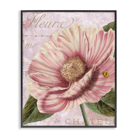 Stupell Industries Cottage French Flower & Ladybug Black Framed Giclee Art, 11 x 14, by Sasha