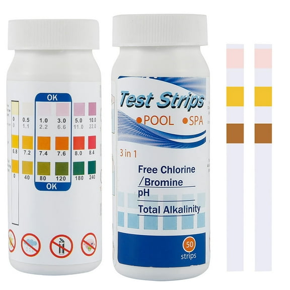 Duety Pool and Spa Test Strips - 100 Strip Pack, Test pH, Chlorine, PH and Alkalinity Testing, Accurate 3-in-1 Swimming Pool Water Testing