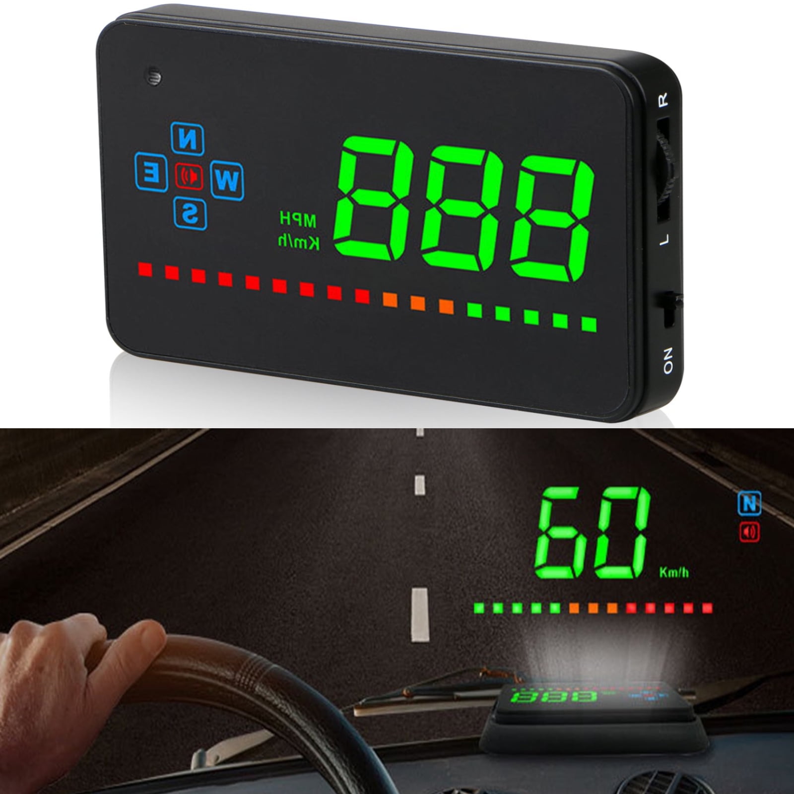 3.5" Car HUD Head Up Display Overspeed Alarm A2 Speedometer Dashboard Digital