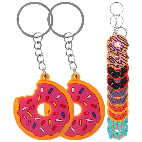 WRISTBIQUE Cute Fashion Keychain Doughnut Shaped Key Chain 12Pcs Assorted Color Pvc Practical Bag Hanging Decoration