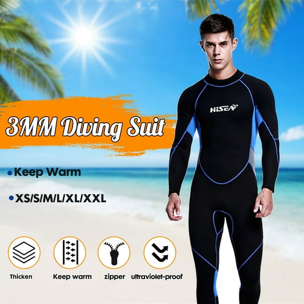 Hisea 3mm Neoprene Wetsuit for Men Back Zip Full Wet Suit Perfect for