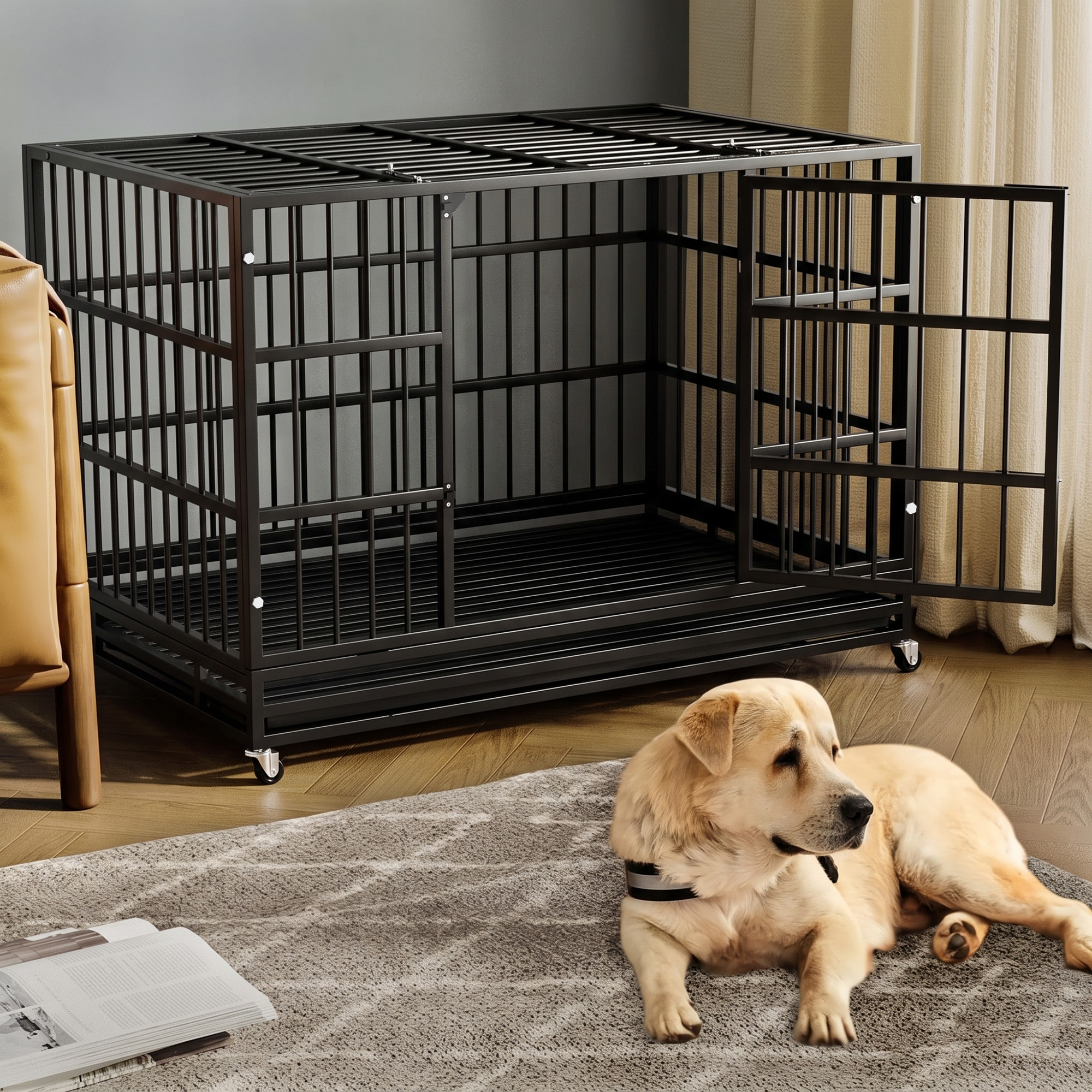 Waleaf 48 Inch Heavy Duty Dog Crate with Wheels photo 4