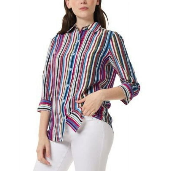 Jones New York Petite Striped 34-Sleeve Shir Jones Black PS