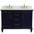 thumbnail image 6 of 49 in. Double Wooden Vanity Blue with White Quartz Oval Sink, 6 of 12