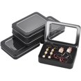 thumbnail image 1 of Paquete de 5 mini cajas de hojalata para baratijas y monedas, de 4,6 x 3,5 x 0,9 pulgadas, de metal negro, con bisagras y esponja, rectangulares, para el hogar, la cocina, escritorio, almacenamiento,, 1 of 6