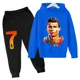 thumbnail image 3 of Conjunto de sudadera con capucha de primavera de Ronaldo, conjunto de 2 piezas de sudadera y pantalones azules informales para niños, ropa deportiva informal, chándal para niños, 3 of 5