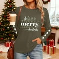 thumbnail image 6 of HOMBOM Shirts for Women Christmas Long Sleeve Festive Army Green Xmas Merry Christmas Crewneck Females T Shirts Vintage, 6 of 9