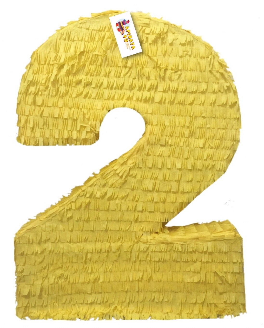 APINATA4U Large Solid Yellow Number Two Pinata Second Birthday