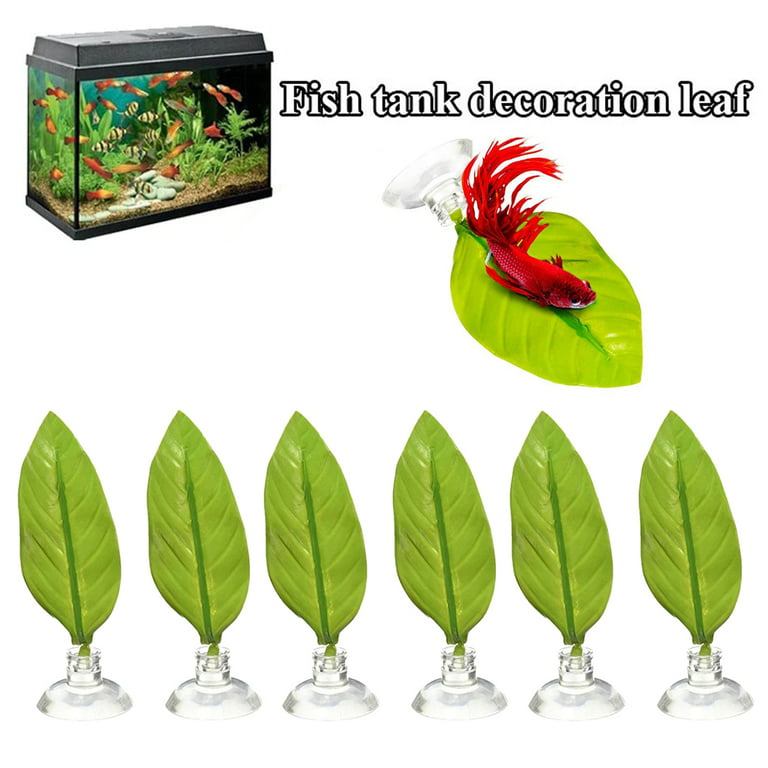 1/2/3/4/5/6PCS Betta Bed Leaf Hammock for Betta Fish Accessories with  Suction Cup Double Single Leaf Design for Aquarium Simulating The Natural