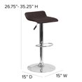 thumbnail image 2 of Contemporary Burgundy Vinyl Adjustable Height Barstool with Quilted Wave Seat and Chrome Base, 2 of 9