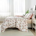 thumbnail image 4 of HoneiLife 3pc Duvet Cover King Size - 100% Cotton Comforter Floral Breathable Duvet Cover with Zipper Closure & Corner Ties, Orange Pomegranate, 4 of 8