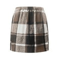 thumbnail image 5 of AKOEE High Waist Plaid Skirt Womens Bodycon Pencil Wool Blend Mini Short Skirts with Buttons (XL, Brown), 5 of 8