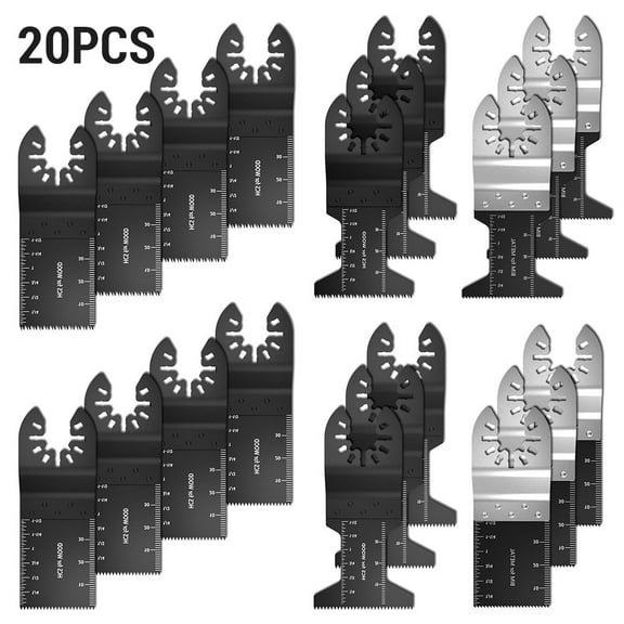 JTWEEN 20pcs Oscillating Multitool Saw Blades Kit Quick Release Wood Cutting Saw Blade with Measurement Scales for Bosch Dewalt Milwaukee Makita