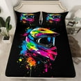 thumbnail image 2 of Feelyou Motorcycle Helmet Bed Sheets for Kids, Dirt Bike Sports Player King Sheets, Chic Watercolor Splash Sheet Set, Breathable Home Decor, 4-Piece, 2 of 7
