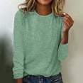 thumbnail image 2 of WTXUE T-Shirts Long Sleeve, Crew Neck Shirts for Women's Autumn Winter Casual Stripe T Shirt Top Striped Casual Tops for Women Green/Striped M, 2 of 5