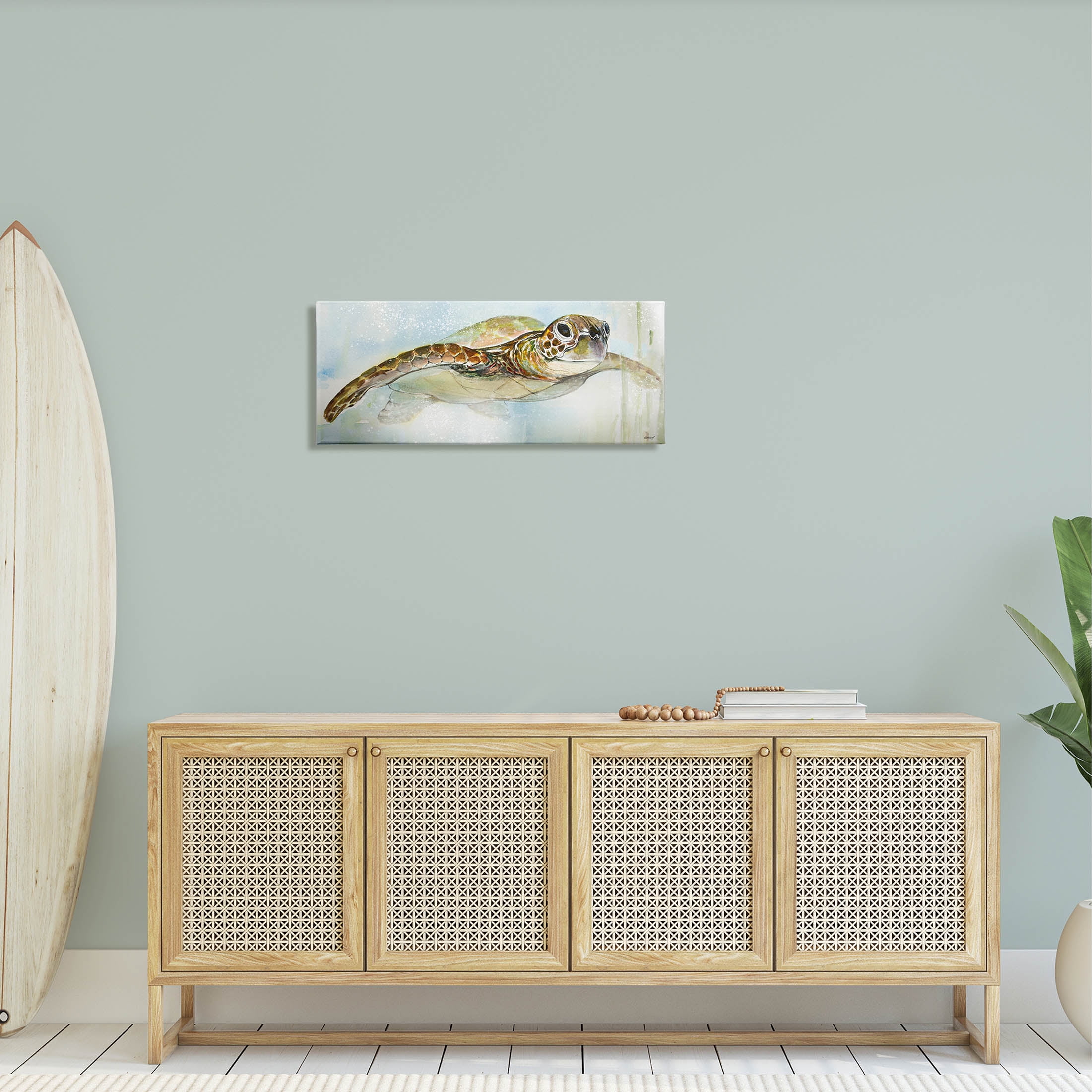 Stupell Industries Peaceful Sea Turtle Swimming Graphic Art Gallery Wrapped Canvas Print Wall Art, Design by Diannart