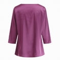 thumbnail image 6 of mgoYE Neck Tops for Women Trendy Draped Long Sleeve Velvet Top Elegant Fall Winter Tunic Shirt Casual Dressy Blouses(Purple,L), 6 of 9