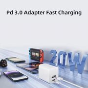Dual Port 20W USB-A & Type-C Wall Adapter + USB-A to Type-C & Type-C to Type-C Cables by TechSecure