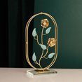 thumbnail image 1 of Golden Metal Desktop Ornament, Light Luxury Style, Iron Art Decoration, Hand Crafted, Glass Base, Wide Application, Innovative Oval Shape for Living Room Home Decor, 1 of 7
