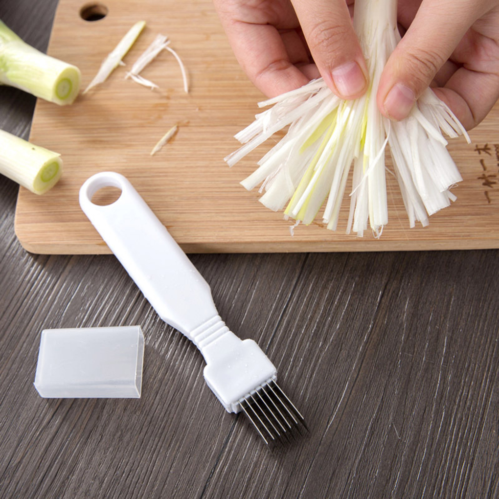 Stainless Steel Green Spring Onion Vegetable Shredder Handle Slicer Easy O3N6
