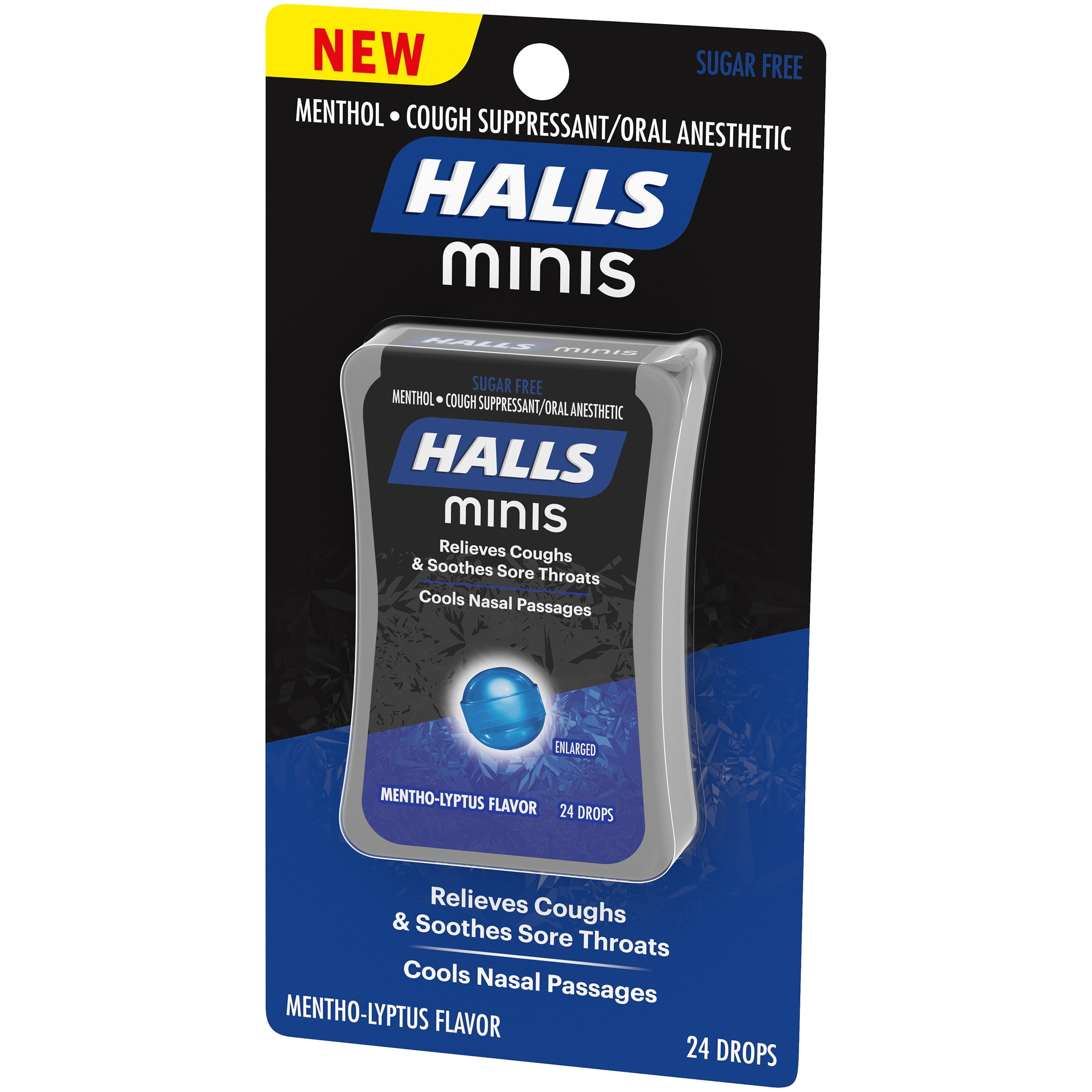 HALLS Minis Mentho-Lyptus Flavor Sugar Free Cough Drops, 24 Drops