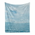thumbnail image 1 of Clouds Soft Flannel Fleece Blanket, Sea and Sky Combined Mixed Each Other Vivid Life Inspiration Hope Nobody Relax Image, Cozy Plush for Indoor and Outdoor Use, 60" x 80", Pale Blue, by Ambesonne, 1 of 6