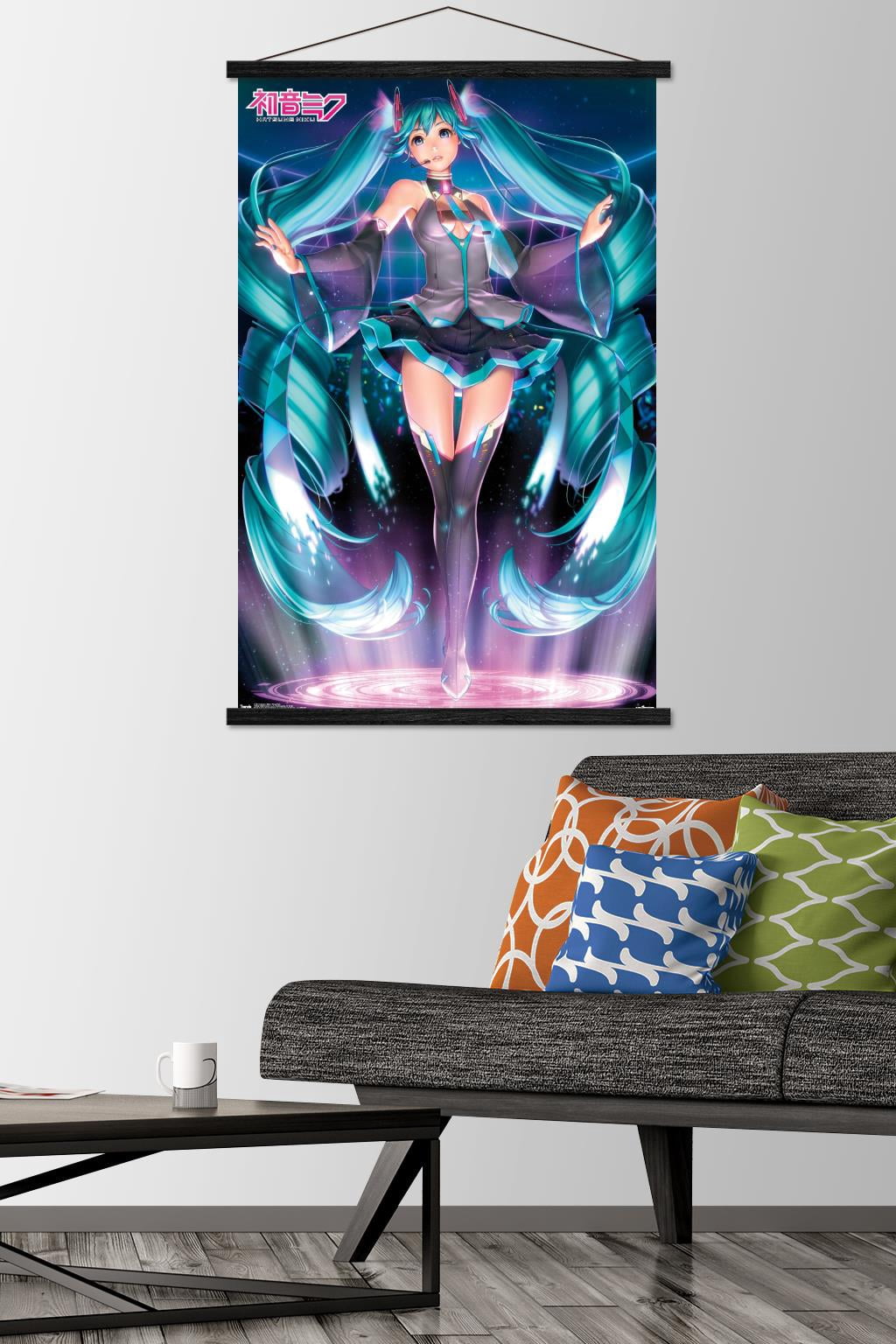 Hatsune Miku - Projection Wall Poster with Wooden Magnetic Frame, 22.375" x 34"
