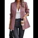 thumbnail image 3 of Chaqueta Blazer Informal de Oficina para Mujer, de Larga, con Solapa y Abertura Frontal. Rojo Oscuro L, 3 of 8