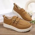 thumbnail image 5 of Xfvqtps Womens Vintage Buckle Loafers Comfortable Flat Shoes with Faux Suede Material and Hook Loop Closure for Versatile Casual Use Brown, 5 of 9