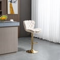 thumbnail image 5 of Swivel Bar Stools Set of 2 with Curved Back, Comfy Upholstered Counter Height Bar Chairs with Metal Legs and Footrest, Dining Chairs for Kitchen, Dining Room, Bar, Club, Cafe, Office, Ivory, 5 of 9
