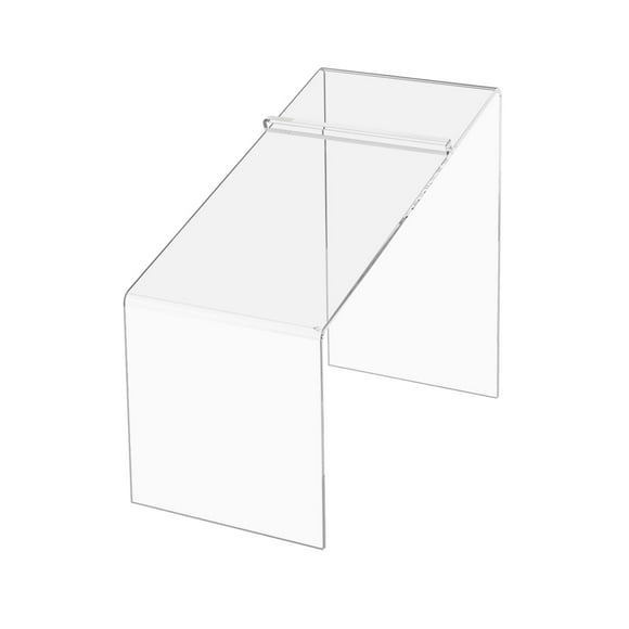 2 Pack Acrylic Slanted Shoe Display Stand Clear Premium Lucite 4 Inch Wide by 7 Inch High Footwear Showcase Riser with Heel Stop for Retail Shops and Clothing Stores by Marketing Holders
