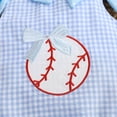 thumbnail image 5 of Huowey Girls Baby Summer Cute Romper One Piece Sleeveless Classic Plaid Baseball Embroidery Crewneck Lovely Bows Bodysuits Breathable Cozy Fashionable Jumpsuit Clothes,Blue,0-3 Months, 5 of 6