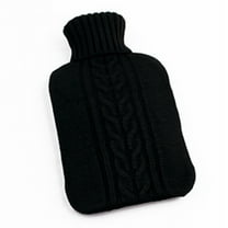LOLIPPYY Black Knitted Hot Water Bottle Cover for Use Made of Acrylic Fibers Size 36 x 18 x 1cm