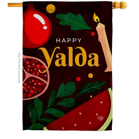Ornament Collection  Shab e Yalda Celebration Double-Sided Garden Decorative House Flag, Multi Color