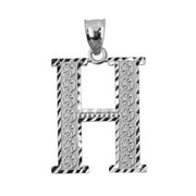 INITIAL H SILVER CHARM PENDANT : SIZE (S  M  Small