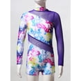 thumbnail image 6 of Sholeno Girls Mock Neck Long Sleeves Gymnastics Leotard Ballet Dance Tumbling Unitards Biketards Floral 14, 6 of 7