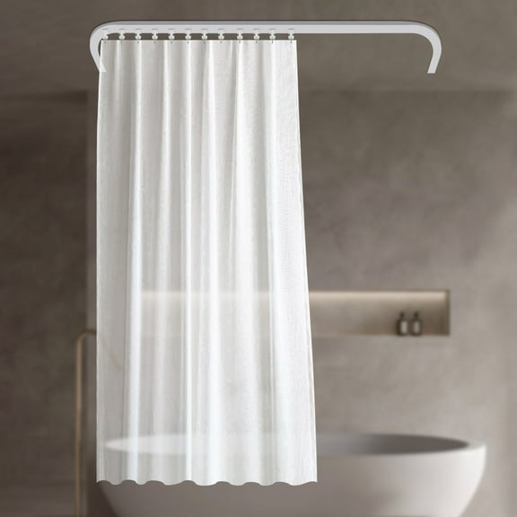 Miumaeov Metal Ceiling Curtain Track Kit with hooks Corner Connectors Modern Room Divider Ceiling Track Set with Corner Bends Room Dividers Curtain Rail System White