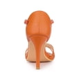 thumbnail image 2 of BLISSFUL STEP Women's Rhinestone Ankle Strap Open Toe Stiletto Heels Sandals Orange (Size 7), 2 of 6