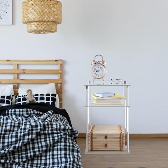 3-Tier Heavy Duty Acrylic End Tables, Small Nightstand/Side Table for Living Room, Bedroom, Home Accent Side Table, 14''x 11.5''x 23.2''