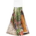 thumbnail image 2 of SKYSONIC 2 PCS Hanging Kitchen Hand Towels Kitchen Wears Flowers Outside A Home in The Italian Hill Dishcloths Sets with Loop, 12"x17" Hand Towels Kitchen Tie Towel , 12"x17", 2 of 6