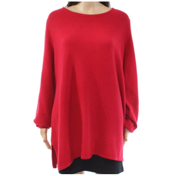 Charter Club Plus Size Scoop Neck Tunic Sweater New Red Amore 3X