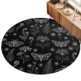 thumbnail image 2 of Round Rugs 5Ft, Butterfly Botanical Round Area Rug Washable Indoor Throw Carpet, Black Summer Plants Line Art Soft Non Slip Circle Rug for Cabinet Bathroom Home Decor Aesthetic, 2 of 8