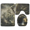 thumbnail image 1 of ABPHQTO Tropas piratas Juego de alfombras de baño de 3 piezas Alfombra de baño Alfombra de contorno y tapa de inodoro ABPHQTO Cont-CHAPPLE-29212, 1 of 2