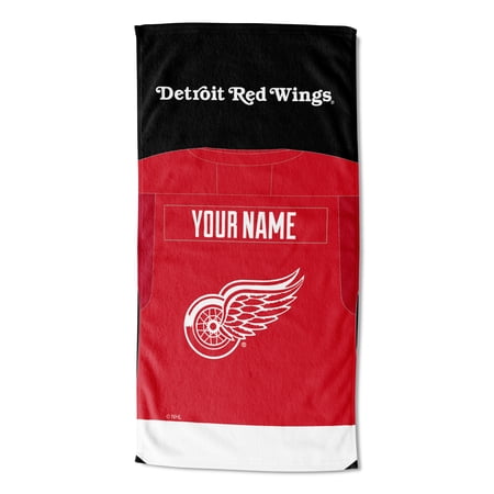 Detroit Red Wings NHL Jersey Personalized Beach Towel 30 x 60
