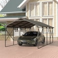 thumbnail image 2 of Gotland 12FT x 22FT Heavy Duty Metal Carport, Outdoor Garage Car Shelter with Reinforced Steel Frame, Galvanized Metal Roof, Weather-Resistant Canopy for Cars, Trucks, Boats, and Tractors, 2 of 9