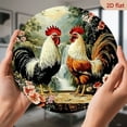thumbnail image 6 of "Country Roosters" Farmhouse Floral Waterfall Wall Art Decor, 8" Round Aluminum Metal Signs, Wall Decor For Door, Office, Farm Decor, Best Gifts For Room, Home, Bathroom Decor, Easter Decor, 2D Flat, 6 of 6