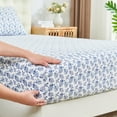 thumbnail image 3 of Gogreen 3PC Deep Pocket Twin Sheet Set Fit 14", Breathable Microfiber Soft Twin Size Sheet Set, Hotel Style Bed Sheet Set, Gift for Women, Men - Blue Flowers, 3 of 23